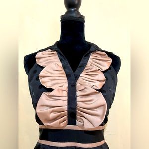 BCBG Paris Tuxedo Ruffle Polka Dot Pocket Dress